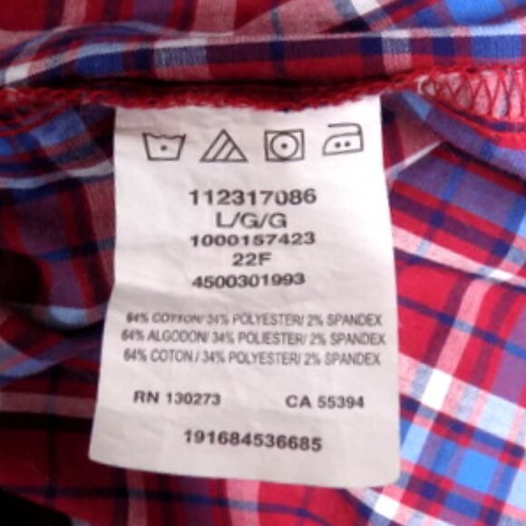 Wrangler Men's Red, White & Blue Plaid Pearl Snap Long Sleeve Shirt – Size: L - Picture 9 of 10